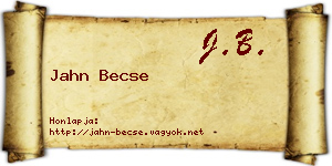 Jahn Becse névjegykártya